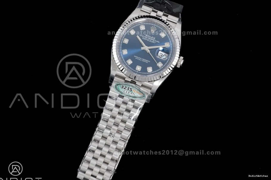 555 Jubilee SH Cozy Diamonds Blue Dial DateJust Clean Steel 126234 Best Edition 904L 1:1 on 36 Bracelet 0712